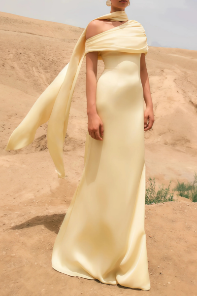 One Shoulder Satin Dress