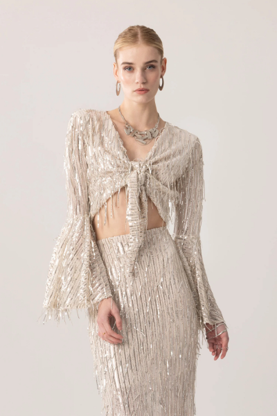 Mya Wrap Top With Sequins