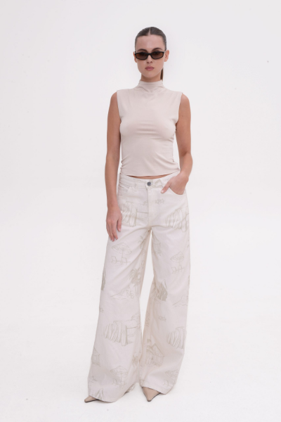 Sac & Co Palm Stories Denim Trousers